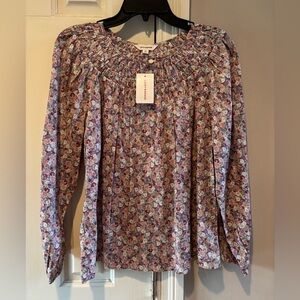 Lucky Brand Women’s Smocked Peasant Floral Top